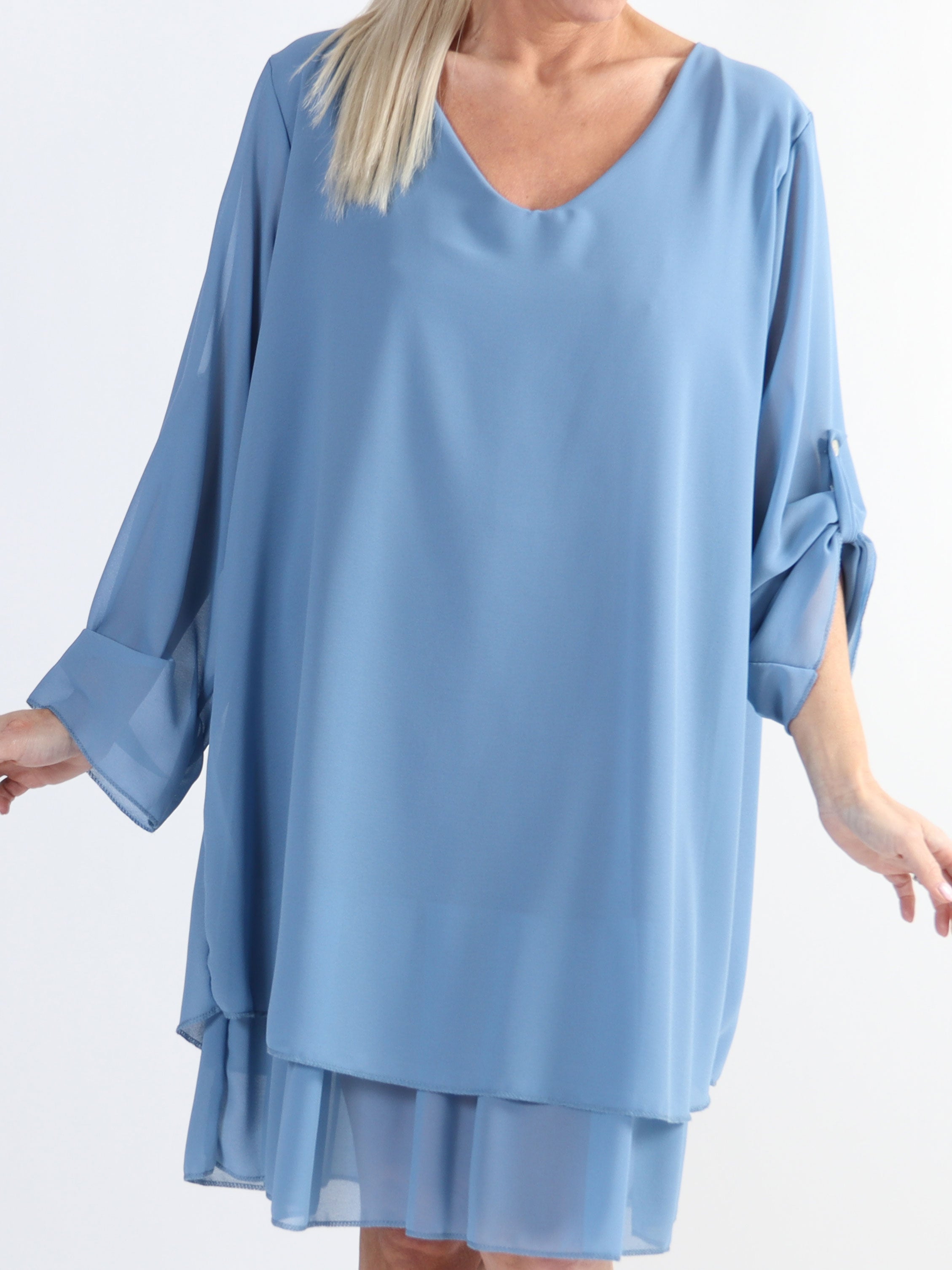 Jill - Chiffon tunikakjole med viskose underkjole